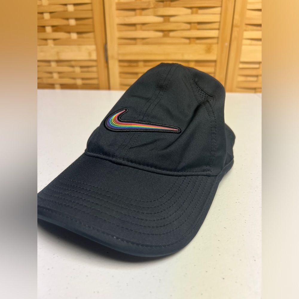 Nike Black running hat with Rainbow Logo